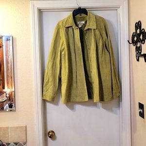 Apple Green Genuine Suede Leather Jacket with krinkle detailing